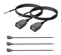 Flomiara USB Female to Bare Wire Cable 0.3m, 2 Core USB A Female Open End Extension Lead, USB Socket Pigtail Cable for DIY Wiring, LED Strip Lights, Small Electronics and Repair Projects, 5 Pack