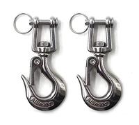 Flomore 304 Stainless Steel Lifting Hook with Latch Heavy Duty Lifting Safety Hook Rotatable HookWLL 350 KG (Pack of 2)