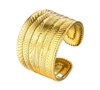 Flonge Gold Chunky Rings for Women: Gold Plated Stainless Steel Adjustable Rings Trendy Sunburst Pattern for Stacking Personalised Rings Jewelry Gift for Women