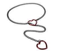 Flonge Heart Slip Chain Necklace: Punk Red Heart Pendant Cuban Chain Necklace Gothic Stainless Steel Y-Necklace Adjustable Jewelry Gift for Women