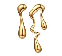 Flonge Irregular Waterdrop Studs Earrings: Chunky Stainless Steel Mismatched Earrings Trendy Hypoallergenic Teardrop Earrings Statement Jewelry for Women Silver