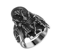 Flonge Men's Baphomet Lucifer Ring: Gothic Stainless Steel Satanic Ring Punk Baphomet Goat Satan Devil Sigil of Lucifer Rings Amulet Jewelry for Men Size 11