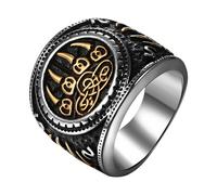 Flonge Viking Wolf Paw Ring: Vintage Stainless Steel Celtic Rings Punk Signet Ring Nordic Amulet Jewelrys for Men Size 7-13