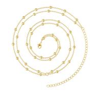 Flonge Waist Chain for Women: 14K Gold Plated Multi-Layered Belly Chain Adjustable Bikini Summer Beach Bead Chains for Waist Fashion Body Jewelry Gift for Women