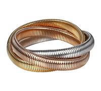 Flonge Women's Multi-layer Stretch Bracelets: Dainty Stainless Steel Triple Stretch Bracelets Wide Wristband Wrap Bracelet Fashion Jewelry Gift for Men