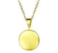 Flonge Women's Round Locket Necklace: Stainless Steel Necklaces That Hold Pictures Personalized Customized Lockets for Women Gold