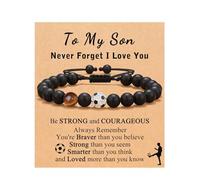 Flongo Baseball Basketball Football Bracelets: Natural Stone Bracelets for Teenage Boys with Message Gift Card - Great Gifts for Boys Son Nephew Grandson on Birthday Graduation Christmas(e)