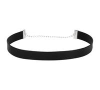 Flongo Black Leather Choker for Women: 15mm Wide Gothic Collar Necklace Punk Choker with Adjustable Chain - Black Leather Neck Band Alternative Fashion Jewellery