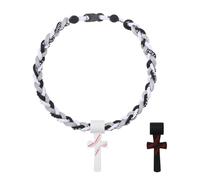 Flongo Boys Baseball Necklace - Triple Rope Tornado Cross Chain with I CAN DO ALL THINGS PHL 4:13 Engraving, Inspirational Baseball Jewelry Gift for Kids 8-12 Years