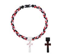 Flongo Boys Baseball Necklace - Triple Rope Tornado Sports Chain with Cross Pendant I CAN DO ALL THINGS PHL 4:13, Inspirational Baseball Jewelry Gift for Kids 8-12 Years