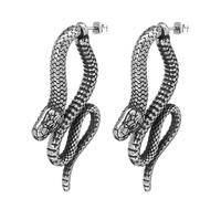 Flongo Chunky Snake Earrings for Men: Animal Hypoallergenic Snake Piercing Earrings Gothic Punk Hip Hop Stainless Steel Jewelry for Christmas Valentine's Day Gifts