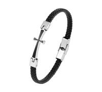 Flongo Cross Leather Bracelet Men, Cuttable, 22 cm