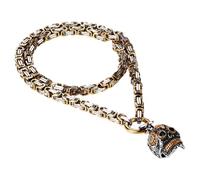 Flongo Cross Mary Necklace for Men: Silver Gold Heavy Byzantine Skull Chain 24" - Gothic Punk Viking Pendant - Virgin Mary Catholic Religious Jewellery - Men's Statement Vintage Necklace