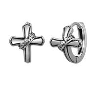 Flongo Crown Cross Earrings - Faith Jewelry for Men and Women 3D Design