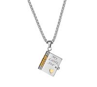 Flongo Daughter Necklace Silver Gold: Opening Book Pendant My Little Star - 6 Pages Gift from Mum Dad - Stainless Steel Chain 60cm - Birthday Graduation Christmas Jewellery for Girls Women