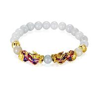 Flongo Feng Shui Pixiu Bracelet for Men Women Adjustable Elastic Beaded Bracelet Attract Wealthy Amulet Gift Bangle
