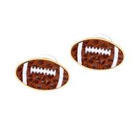 Flongo Football Stud Earrings for Women: 925 Sterling Silver Post Hypoallergenic - Sport American Earrings 1.9x1.2cm - PU Rugby Design - Gift for NFL Fans