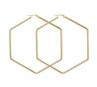 Flongo Geometric Earrings for Women Gold Large Stainless Steel Hexagon Hoop Earrings Statement Drop Earrings Minimalist Modern Fashion Jewellery Gift Birthday Party Daily Girlfriend Wife