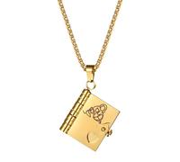 Flongo Granddaughter Necklace Gold: Opening Book Pendant My Little Star - 6 Pages Gift from Grandma Nana - Stainless Steel Chain 60cm - Birthday Graduation Christmas Jewellery for Girls