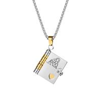 Flongo Granddaughter Necklace Silver Gold: Opening Book Pendant My Little Star - 6 Pages Gift from Grandma Nana - Stainless Steel Chain 60cm - Birthday Graduation Christmas Jewellery Girls