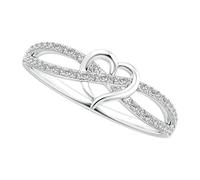 Flongo Infinity Heart Ring for Women: Silver Copper Cubic Zirconia Promise Rings Eternity Band for Couples Girlfriend Wife Mum Valentines Day Anniversary Birthday Gift Size 9