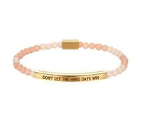 Flongo Inspirational Bracelet for Women - Pink Beaded Elastic Bracelet with Engraved Gold Bar DON’T LET THE HARD DAYS WIN - Motivational Jewellery - Positive Energy and Self-Love Accessory