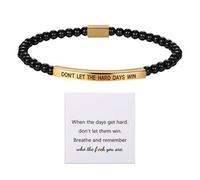Flongo Inspirational Women's Bracelet with Engraving "Don't Let The Hard Days Win" - Elastic Bead Bracelet Made of Stainless Steel - Gold Motivational Jewellery for Daughters, Sisters or Girlfriends