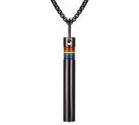 Flongo LGBT Breathing Pendant Necklace: Rainbow Gay Lesbian Pride Anapana Whistle Necklace for Anxiety Relief - Breathing Exercises Jewelry Gift for Christmas Valentine