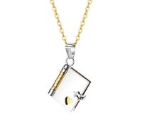 Flongo Love Letter Necklace for Women: Gold Open Book Pendant Locket with Personal Message - Stainless Steel Couple Necklace - Anniversary Dating Gift - Love Keepsake Jewelry - 17.7" Chain