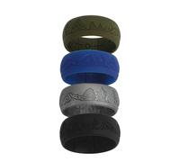 Flongo Men’s Silicone Wedding Ring with Mountain & Tree Design: 4 Pieces Breathable Rubber Band for Workout Gym and Work - 8.5 mm Width - Cross Vent Inner Groove - Non-Metal Ring Set - Size 8