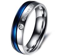 Flongo Men's Stainless Steel Roses are red Blue Silver Ring Promise Wedding Band, Size T