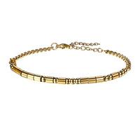 Flongo Morse Code Bracelet for Women: Gold I Love You Gift for Couples - Stainless Steel Plated Bead Bracelet - Adjustable 19cm+5cm - Secret Love Message