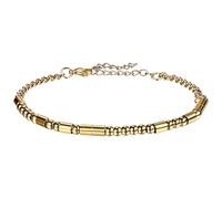 Flongo Morse Code Bracelet for Women: Gold Never Give Up - Inspirational Plated Bead Jewellery - Adjustable 19cm+5cm - Motivational Gift - Secret Message - Unisex Design