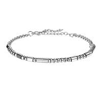 Flongo Morse Code Bracelet for Women: Silver Never Give Up - Inspirational Plated Bead Jewellery - Adjustable 19cm+5cm - Motivational Gift - Secret Message - Unisex Design