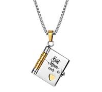Flongo Mum Necklace Silver Gold: Opening Book Pendant My Little Star - 6 Pages Gift from Children - Stainless Steel Chain 60cm - Mother's Day Birthday Christmas Jewellery for Mother Women