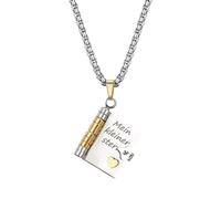 Flongo My Little Star Book Necklace for Daughter: Mini Book Pendant with 6 Pages that Open - Gift from Mum or Dad - Stainless Steel Jewellery for Girls and Women - Symbol of Love and Pride