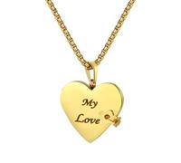 Flongo My Love Book Necklace for Women - Mini Openable Gold Book Pendant with Turning Pages - Romantic Love Necklace for Girlfriend Wife Mum - Gift for Birthday, Anniversary or Valentine’s Day