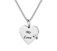 Flongo My Love Heart Book Necklace for Women - Mini Openable Heart Pendant with Turnable Pages - Romantic Silver Necklace for Girlfriend Wife Mum - Gift for Birthday, Anniversary or Valentine’s Day