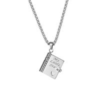 Flongo Necklace Silver for Daughter: Opening Book Pendant My Little Star - 6 Pages Gift from Mum Dad - Stainless Steel Chain 60cm - Birthday Graduation Christmas Jewellery for Girls Women
