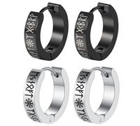 Flongo Nordic Viking Hoop Earrings: Mens Womens Stainless Steel Vintage Rune Huggie Earrings - Men Jewelry Gifts for Husband Boyfriend Brother