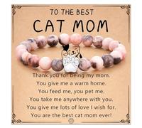 Flongo Pet Paw Bracelets for Women: Natural Stone Beads Bracelet Jewelry - Stretch Bracelet Graduation Birthday Love Gifts for Women Girls