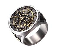 Flongo Saint Michael Ring for Men: Religious Signet Rings for Men Classic St Michael Ring Stainless Steel Ring Amulet Jewellery Gift #8