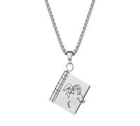 Flongo Sister Necklace Silver: Opening Book Pendant My Little Star - 6 Pages Gift from Sister - Stainless Steel Chain 60cm - Birthday Graduation Christmas Jewellery for Girls Women Teenager