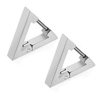 Flongo Unisex Triangle Hoop Earrings, Triangle Earrings for Women Men, Punk Hip-Hop Minimalist Stainless Steel Stud Earrings Clip on Cuff Earrings(Black Gold Silver)
