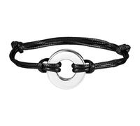 Flongo Urn Silver Bracelet for Ashes: Circle of Life Ashes Storage Bangle with Adjustable Mesh - Memory Jewellery for Deceased Relatives or Pets Gift for Funeral, Stainless Steel Leather