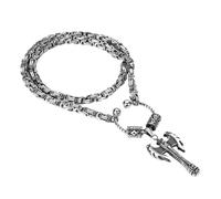Flongo Viking Axe Necklace for Men: Stainless Steel Byzantine Chain 24" - Norse Rune Amulet Pendant - Vintage Silver Warrior Symbol - Nordic Protection Talisman - Pagan Jewelry Gift for Him