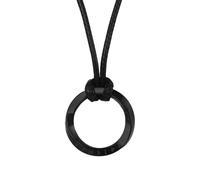 Flongo Viking Runes Necklace for Men: Black Nordic 24 Futhark Pendant with Möbius Twist - Stainless Steel Norse Amulet - Ancient Protection Talisman - Celtic Pagan Jewellery Gift