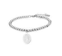 Flongo Virgin Mary Bracelet for Women - Silver Miraculous Medal Bracelet - Catholic Religious Stainless Steel Jewellery - Christian Faith Protection Charm - Gift for Her Baptism or Communion