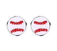 Flongo volleyball Stud Earrings for girls: 925 Sterling Silver Post Hypoallergenic - Sport Earrings 1.6cm - PU Ball Design Silver - Fun Sports Jewellery for Teens - Gift for Volleyball Players