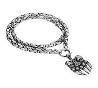 Flongo Wolf Viking Necklace for Men: Vintage Silver Byzantine Chain with Bear/Wolf Claw Pendant 24 Inch Stainless Steel Heavy Nordic Talisman Norwegian Amulet Gift for Him